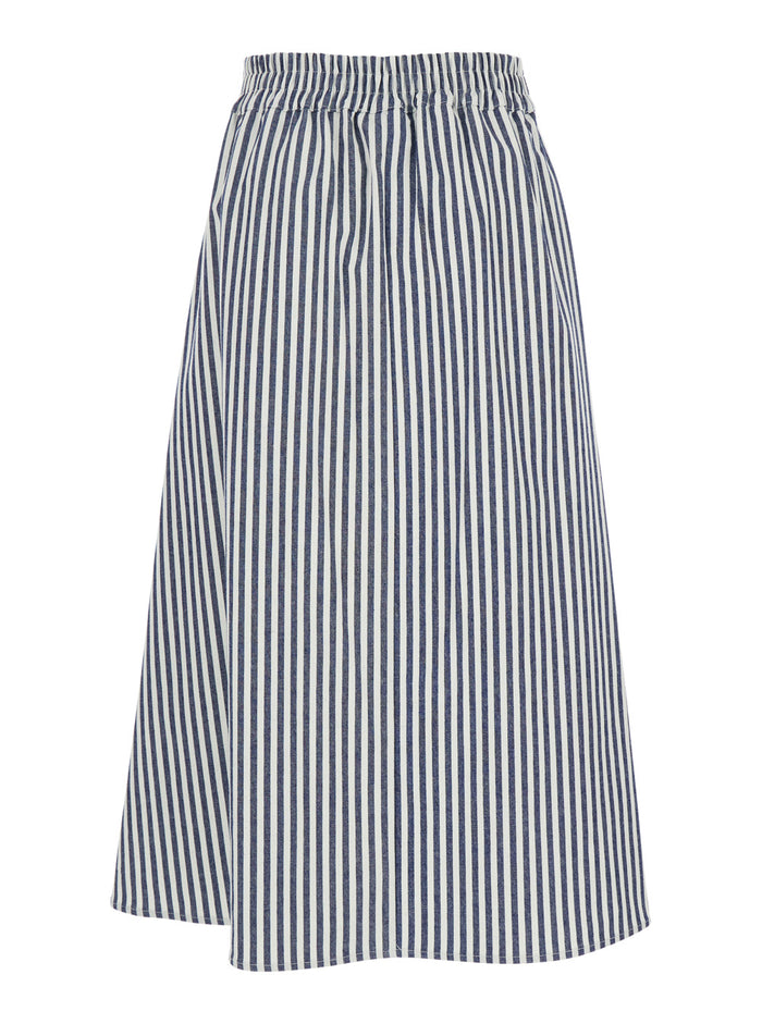 Multicolor Skirt With All-Over Striped Motif And Button Closure Linen Woman