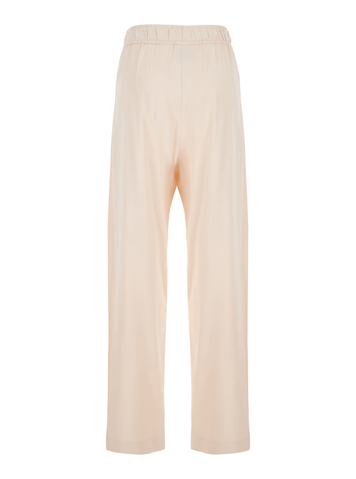 Pink Pants With Elastic Waist And Pences Viscose Blend Woman Elastan Trousers