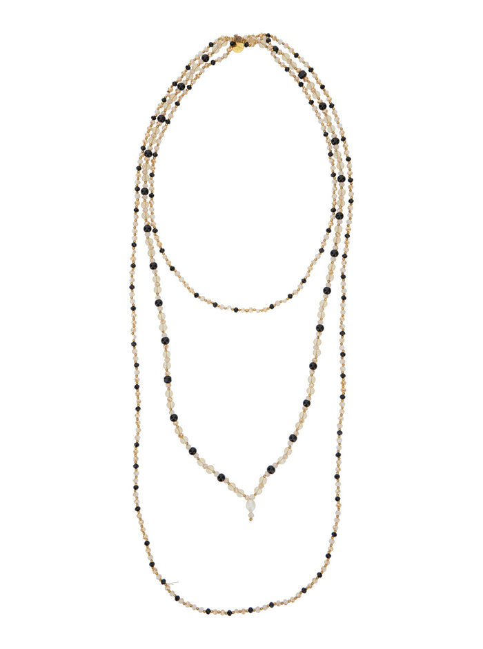 Humaita Gold Colored Triple Twist Necklace With All-Over Beads And Central Pendant Glass Brass Blend Woman Metallic Necklaces