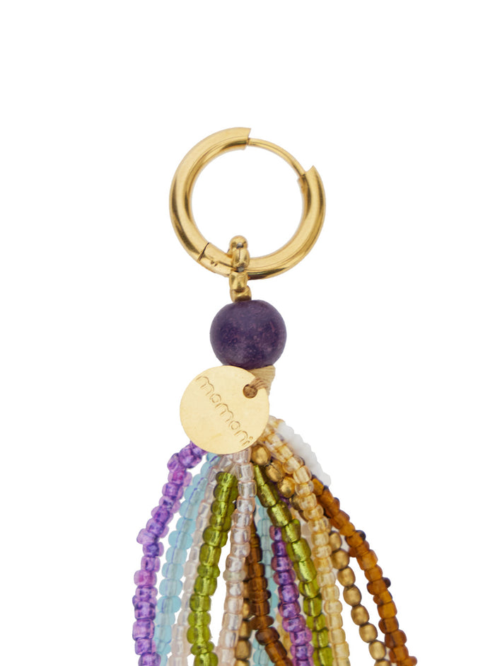 Wai Multicolor Hoop Earrings With All-Over Beads Applied Glass And Brass Blend Woman Pietradura Pearl