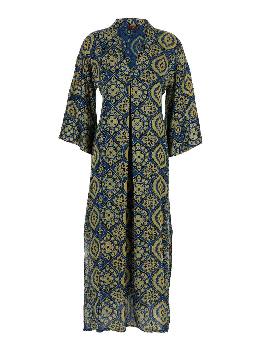 Jasmine Multicolor Dress With V Neckline And All-Over Printed Motif Silk Woman