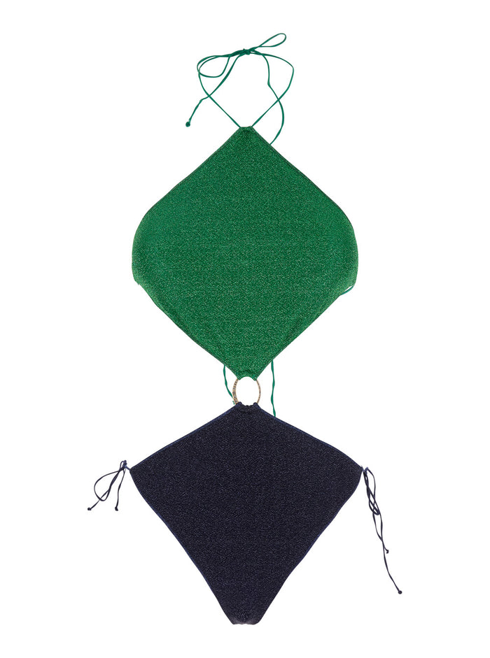 Lumiere O Gem Multicolor Bi-Swimsuit With Halterneck And Diamond Design Tech Fabric Woman Beachwear