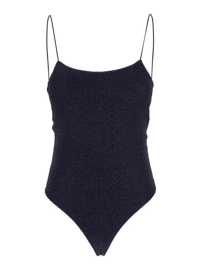 Lumière Maillot Blue Swimsuit With Open Back Lurex Woman Blu Beachwear