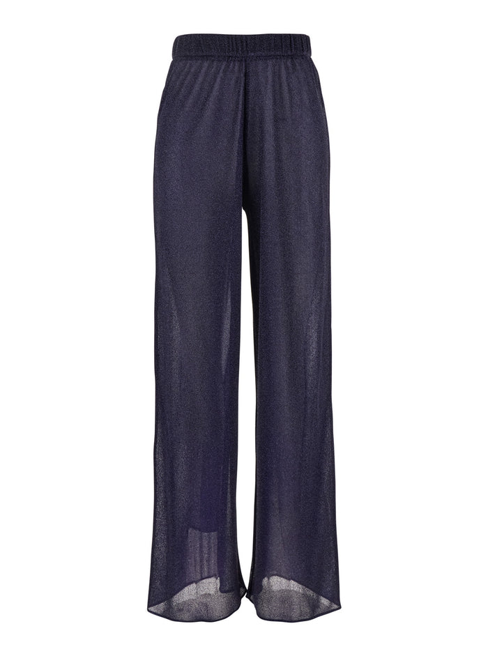 Lumiere Blue Pants With Elastic Waist Tech Fabric Woman Blu Trousers