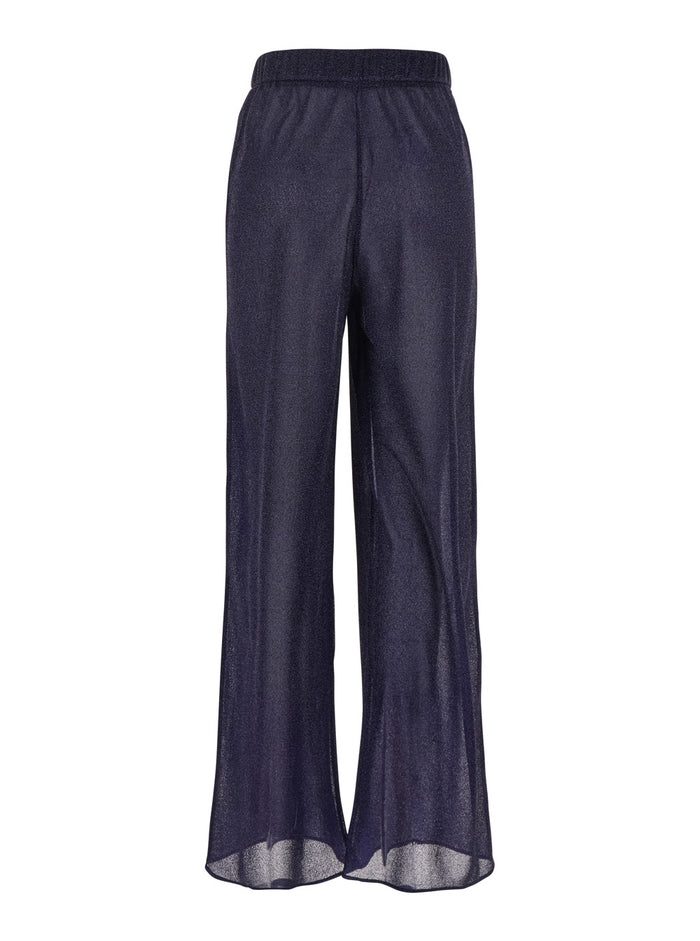 Lumiere Blue Pants With Elastic Waist Tech Fabric Woman Blu Trousers