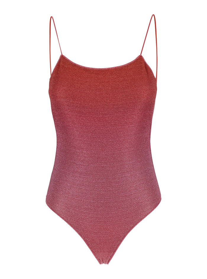 Lumière Maillot Pink Swimsuit With Open Back Lurex Woman Beachwear
