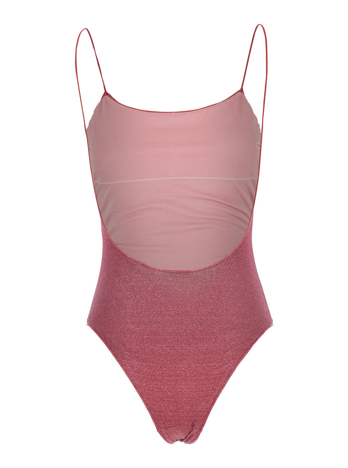 Lumière Maillot Pink Swimsuit With Open Back Lurex Woman Beachwear