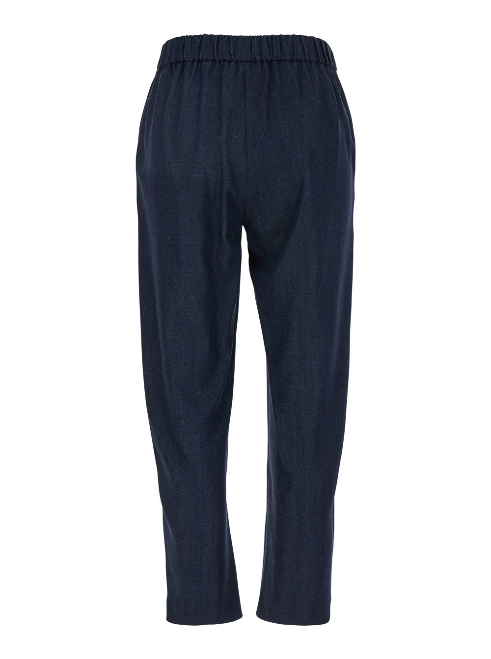 Blue Pants with Elastic Drawstring Waist in Denim Woman Blu Tencel Trousers