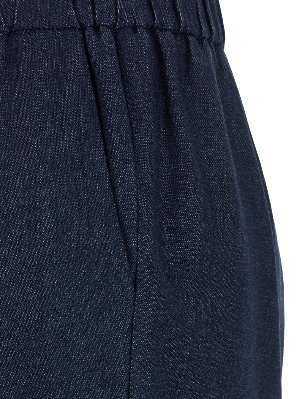 Blue Pants with Elastic Drawstring Waist in Denim Woman Blu Tencel Trousers