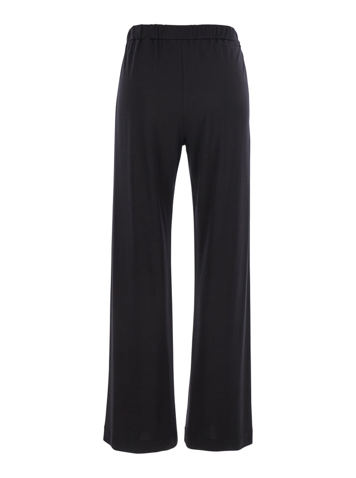 Black Pants with Elastic Waist and Side Pockets in Fabric Woman Trousers
