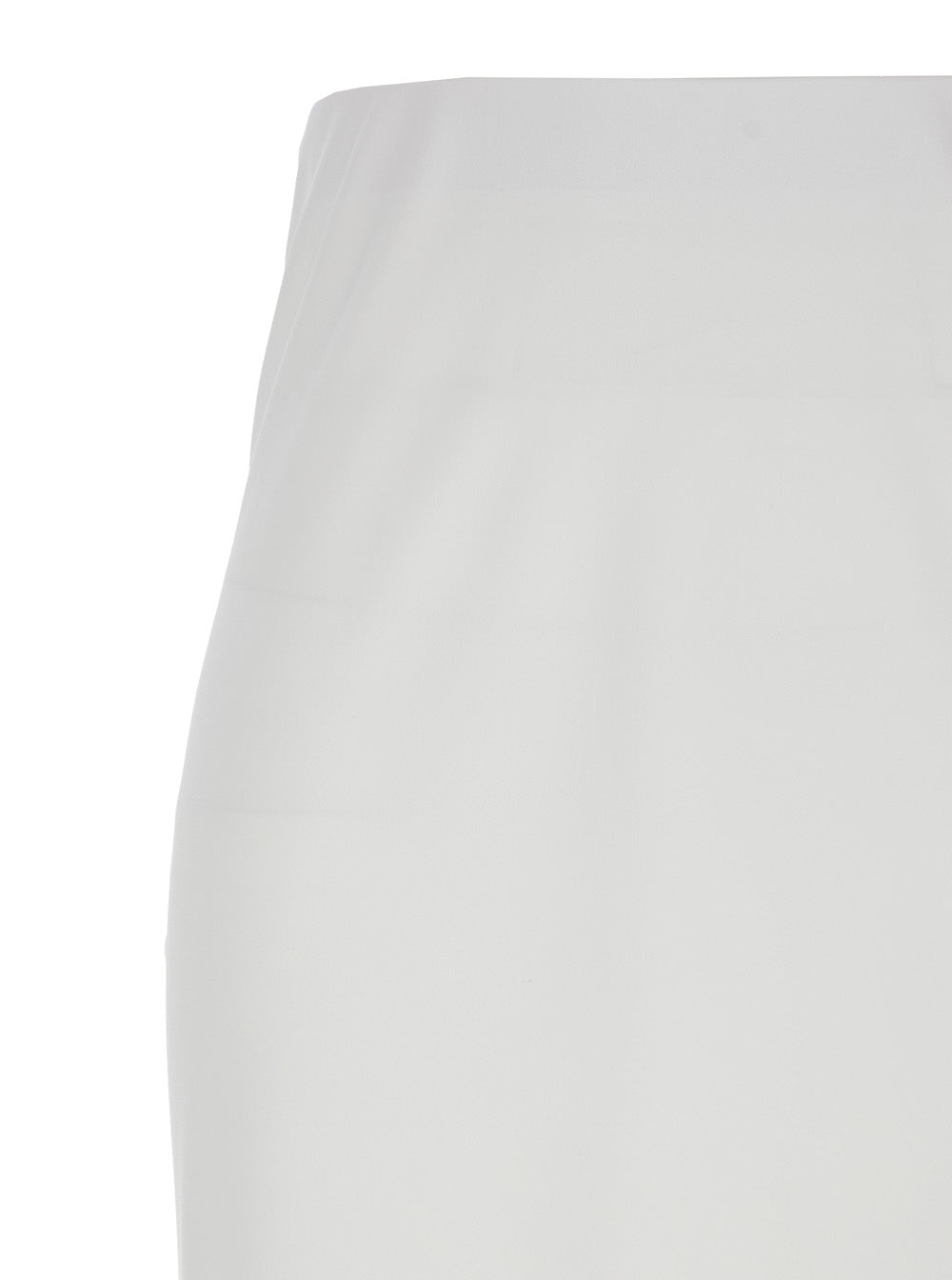 White Long Skirt with Ruffle Detail at the Bottom in Satin Woman Polyester
