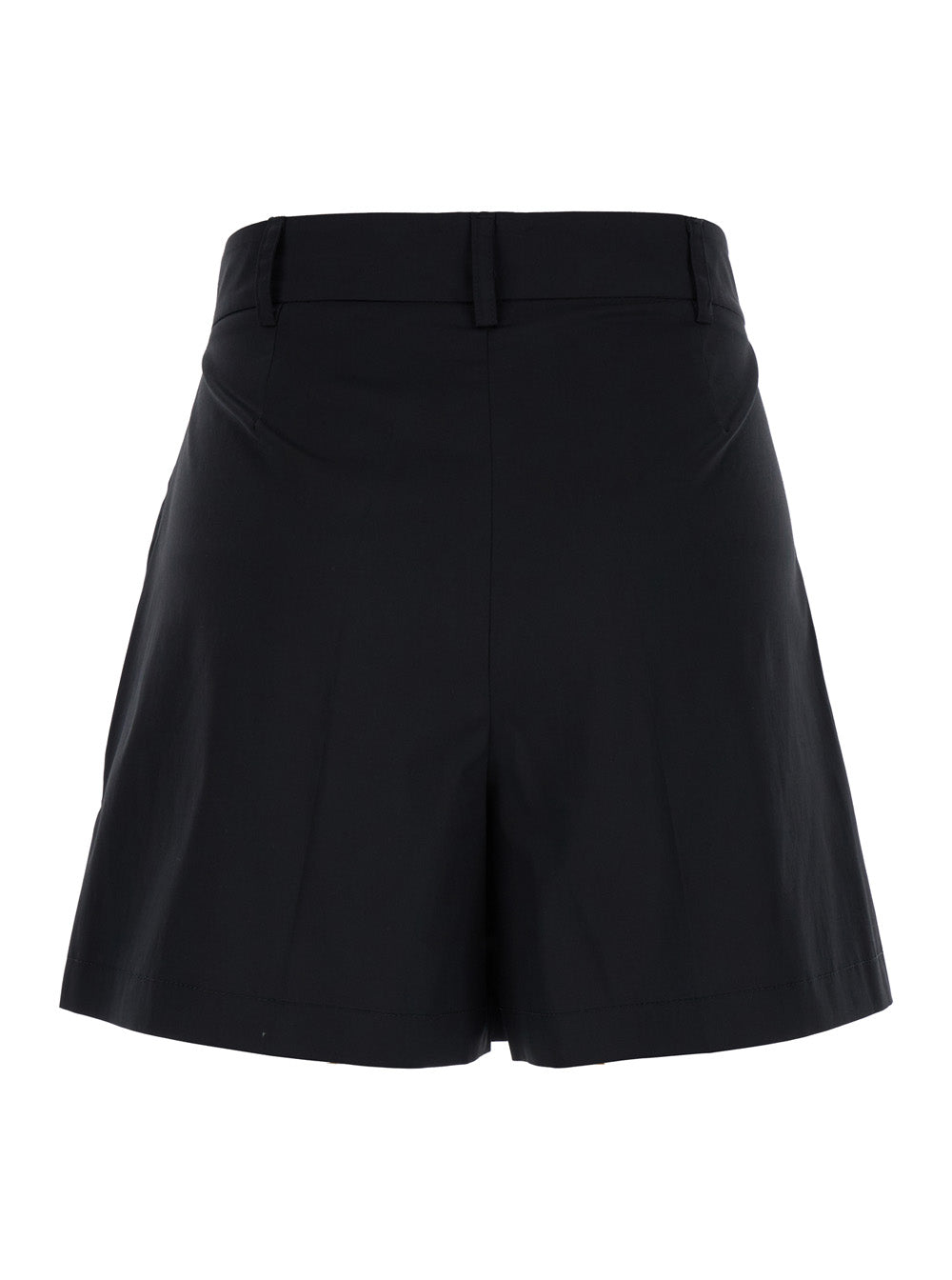 Black Shorts with Belt Loops in Cotton Woman Polyamide Elastane And Bermuda