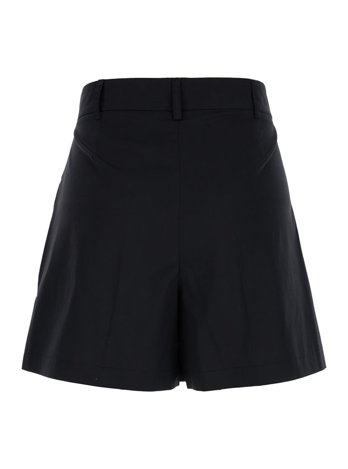 Black Shorts with Belt Loops in Cotton Woman Polyamide Elastane And Bermuda