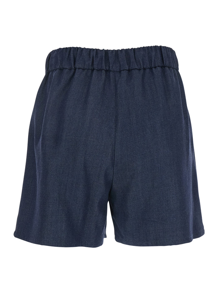 Blue Shorts with Elastic Drawstring Waist in Tech Fabric Woman Blu Tencel And Bermuda