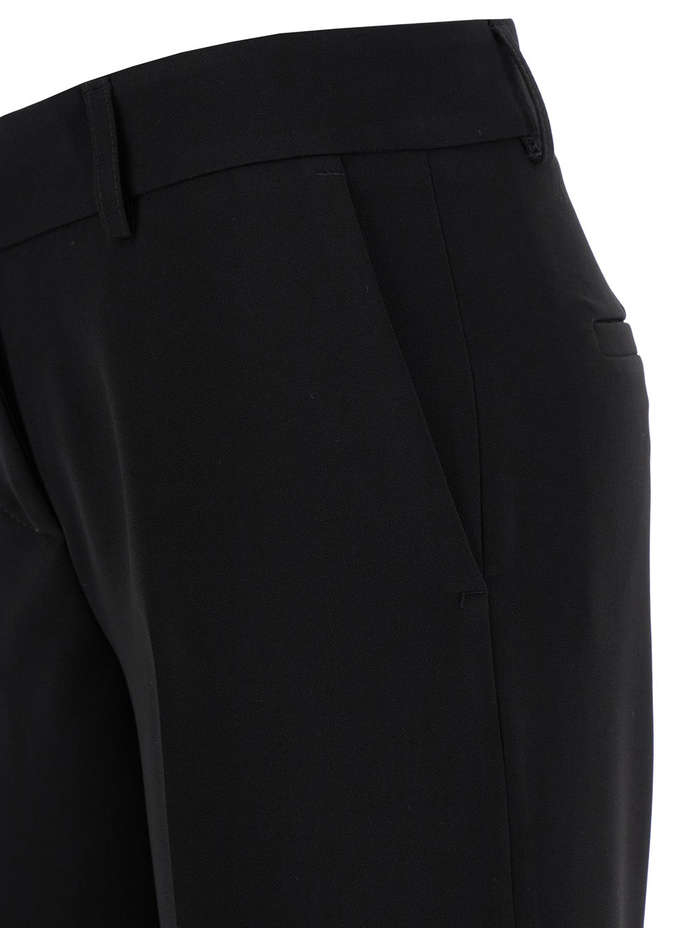 Straight Black Pants with Belt Loops in Fabric Woman Polyester Elastane Trousers