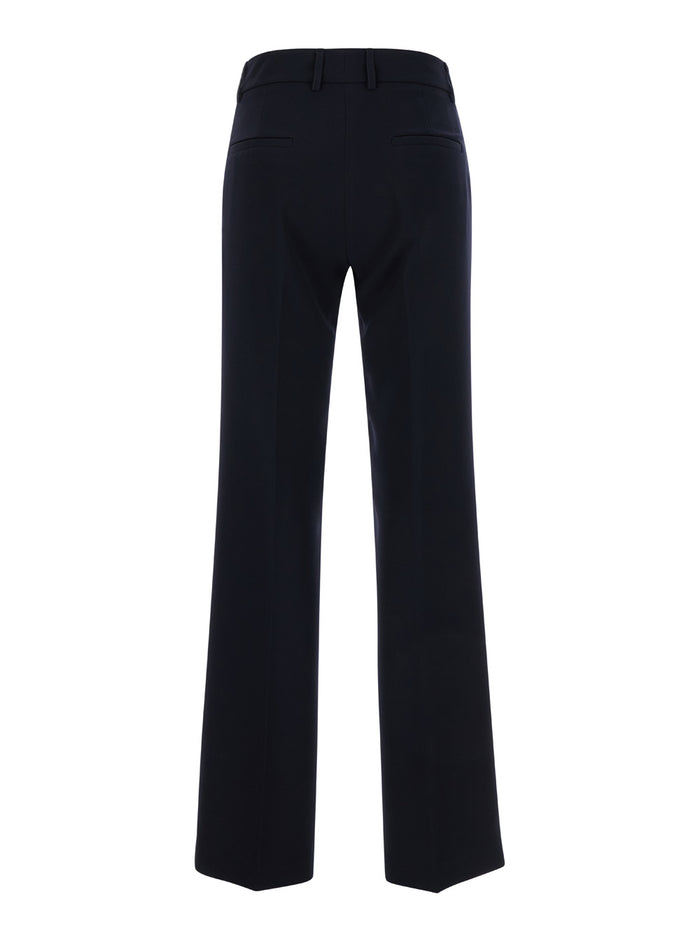 Straight Blue Pants with Belt Loops in Fabric Woman Blu Polyester Elastane Trousers