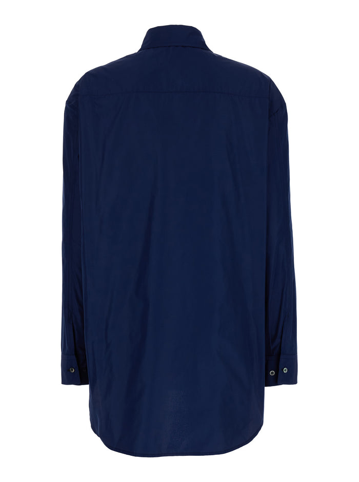 Oversized Blue Shirt in Cotton Woman Blu Polyester And Blouses