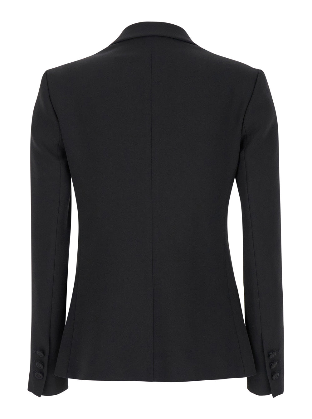 Black Double-Breasted Jacket With Peak Revers Fabric Woman Blazers