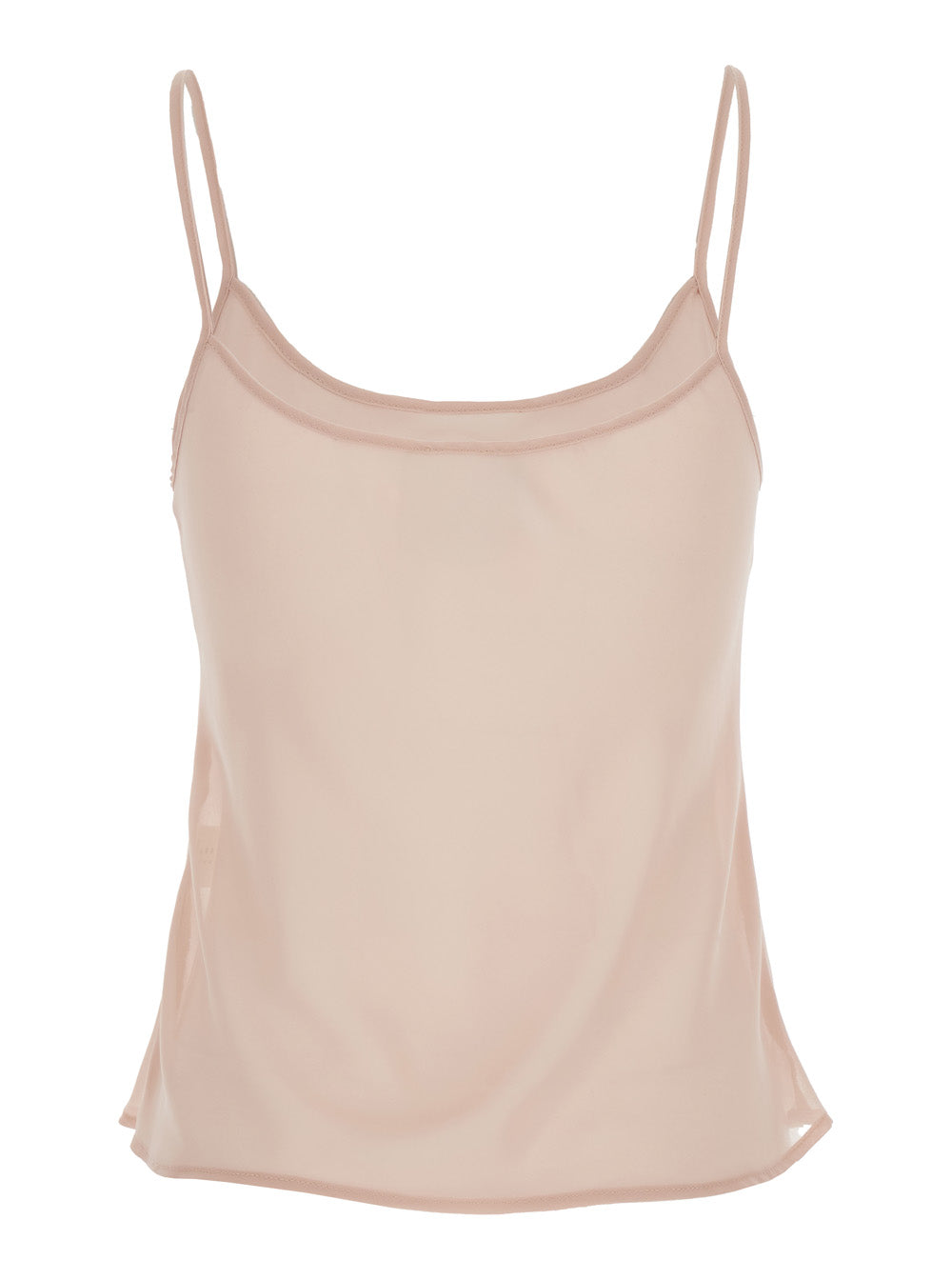 Pink Top with Spaghetti Straps and Square Neck in Fabric Woman Tops