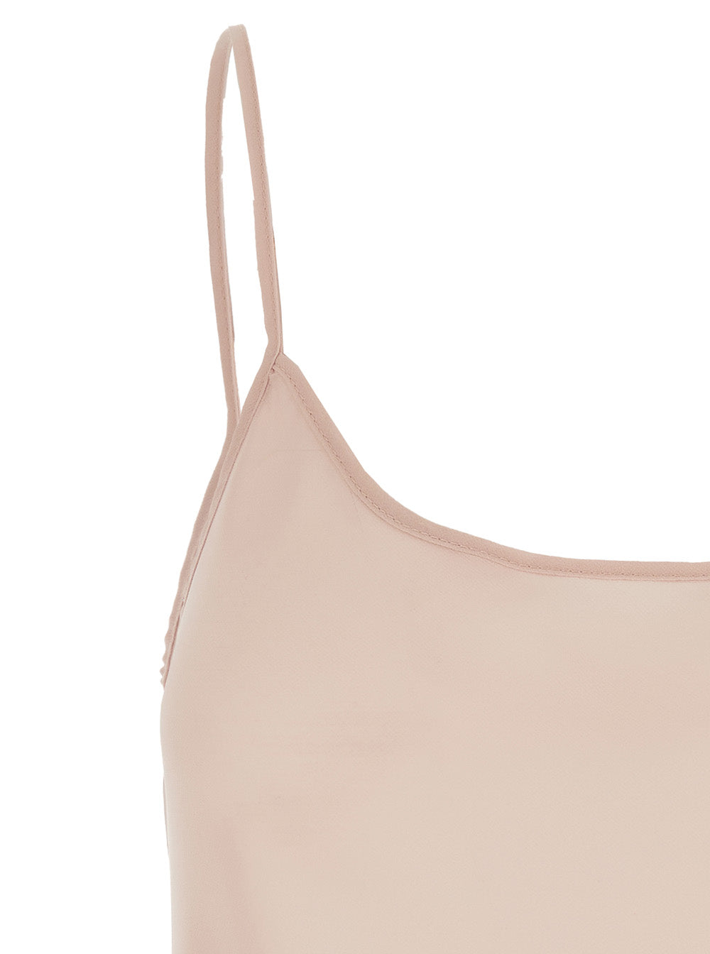 Pink Top with Spaghetti Straps and Square Neck in Fabric Woman Tops