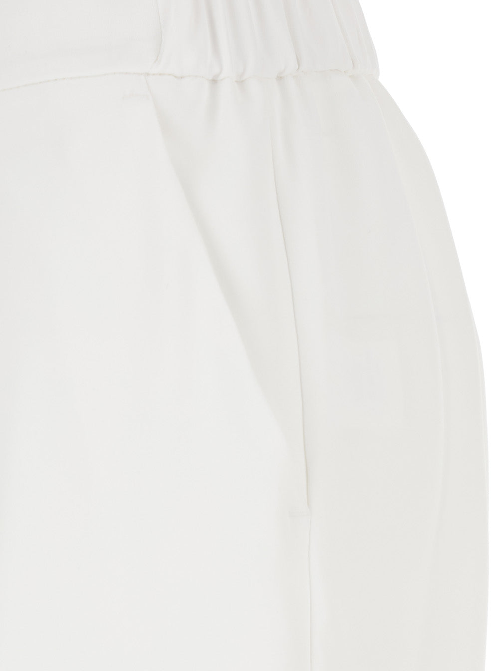 White Pants with Rear Elastic Waist and Wide Leg in Tech Fabric Woman Polyester Trousers