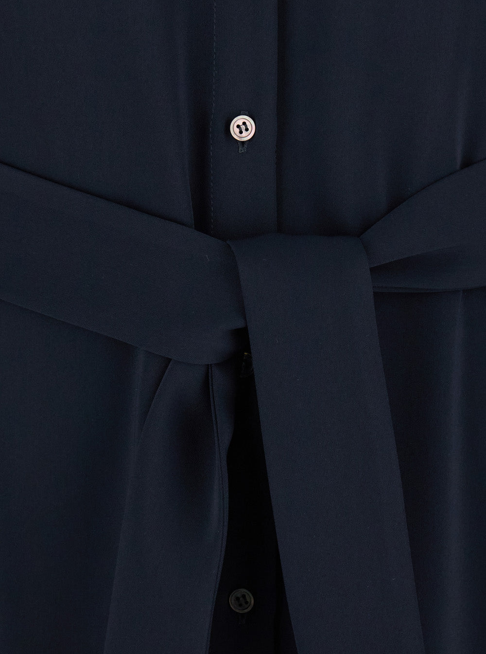 Blue Long Dress With Classic Collar And Front Button Closure Fabric Woman Blu