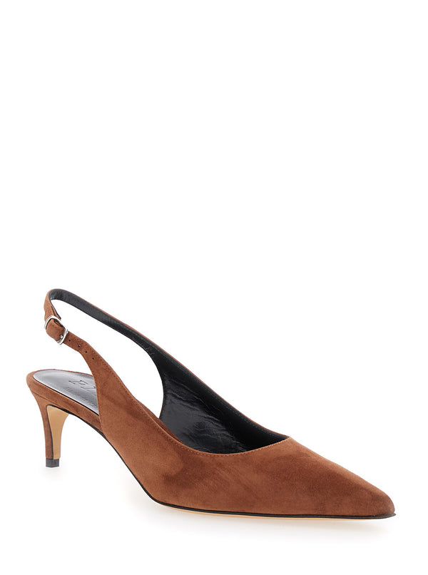 Brown Slingback Pumps Suede Leather