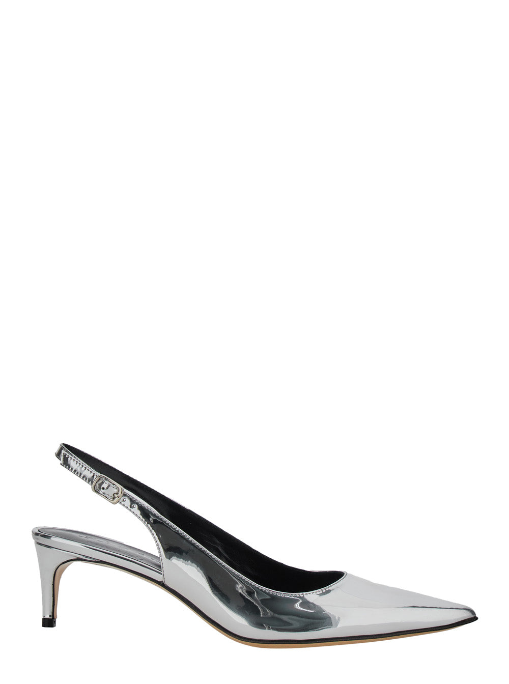 Luisa Metallic Slingback Pumps with Medium Stiletto Heel and Mirror Effect in Leather Woman Heels