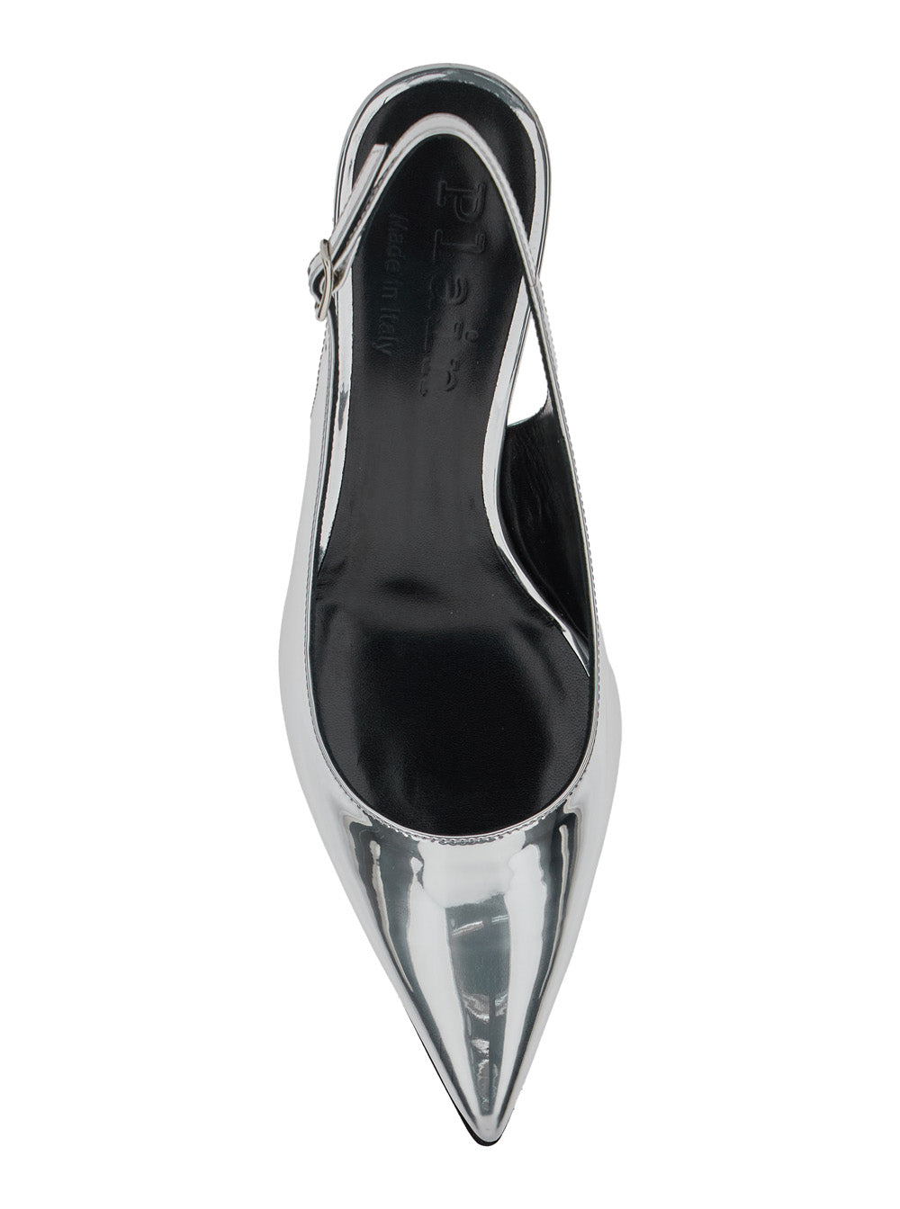 Luisa Metallic Slingback Pumps with Medium Stiletto Heel and Mirror Effect in Leather Woman Heels