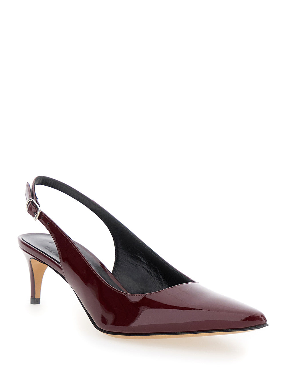 Luisa Bordeaux Slingback Pumps with Low Heel in Patent Leather Woman Heels