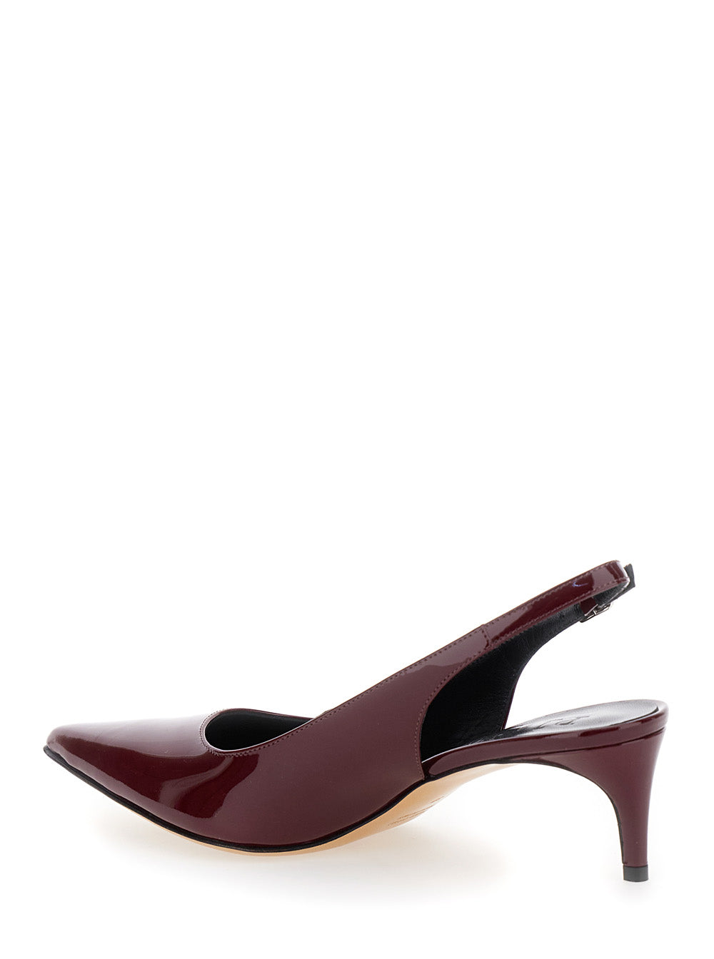 Luisa Bordeaux Slingback Pumps with Low Heel in Patent Leather Woman Heels
