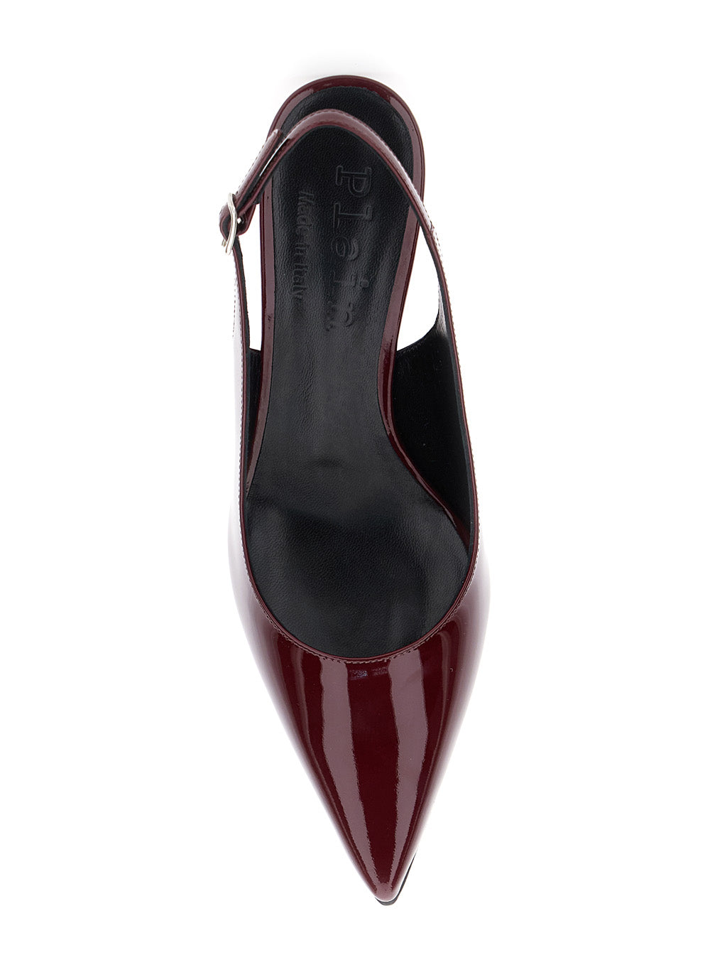 Luisa Bordeaux Slingback Pumps with Low Heel in Patent Leather Woman Heels