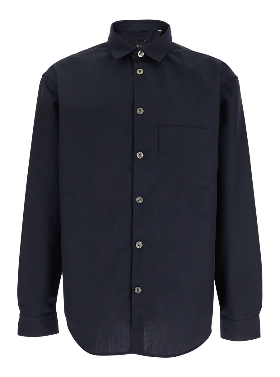 Blue Shirt With Classic Collar Polyester