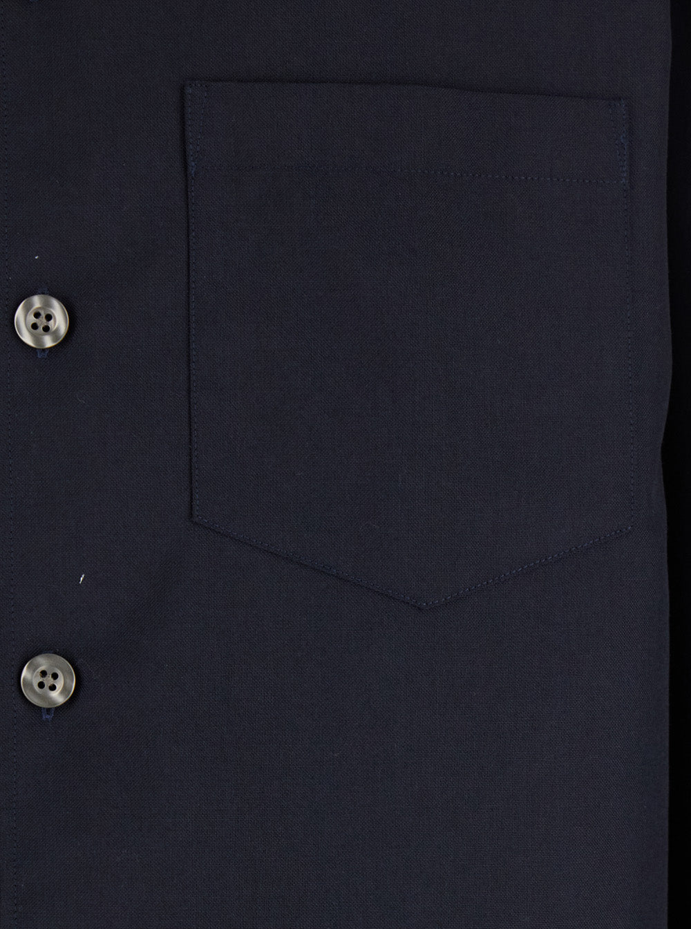 Blue Shirt with Classic Collar in Virgin Wool Blend Man Blu Polyester And Blouses