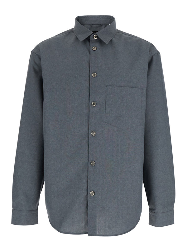 Grey Shirt With Classic Collar Polyester