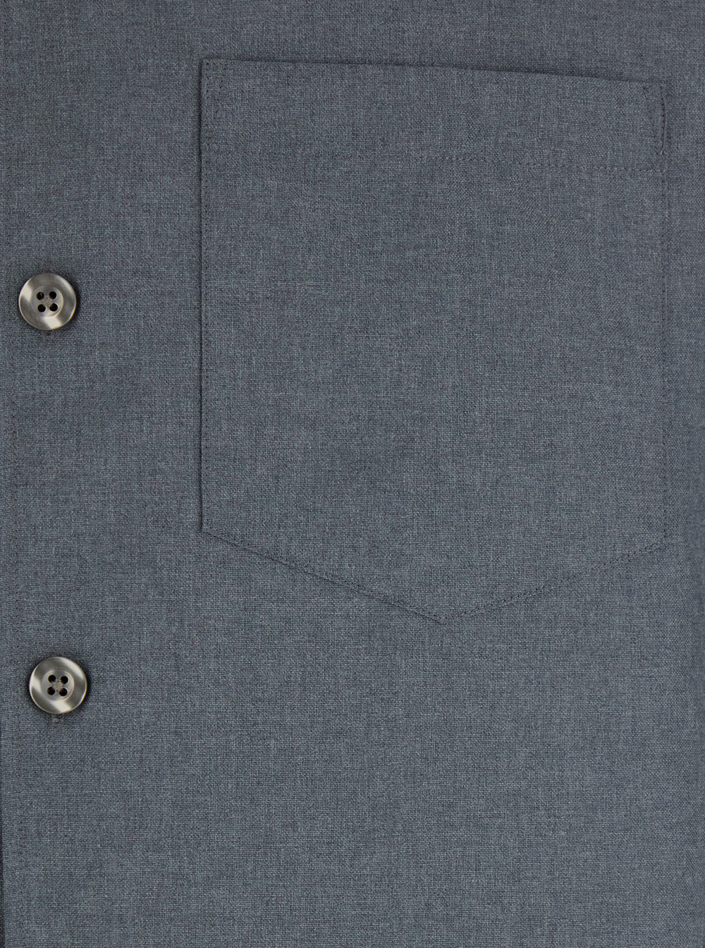 Grey Shirt with Classic Collar in Virgin Wool Blend Man Polyester And Blouses
