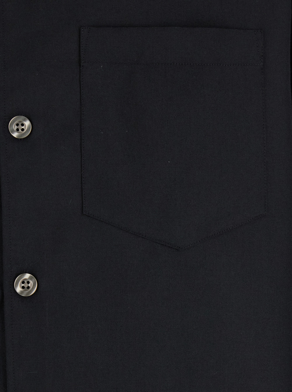 Black Shirt with Classic Collar in Virgin Wool Blend Man Polyester And Blouses