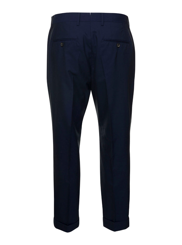 Blue Tailored Trousers in Wool Blend Man Blu Virgin Cotton