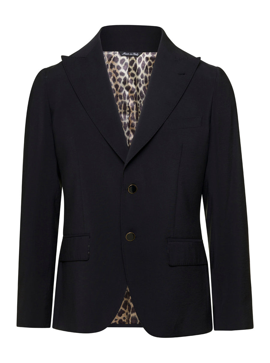 Black Single-Breasted Blazer Viscose Blend Blazers