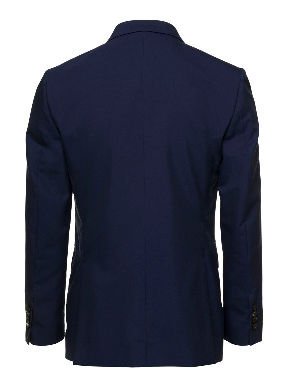 Blue Double-breasted Blazer with Pointed Reverses in Wool and Cotton Blend Man Blu Virgin Blazers