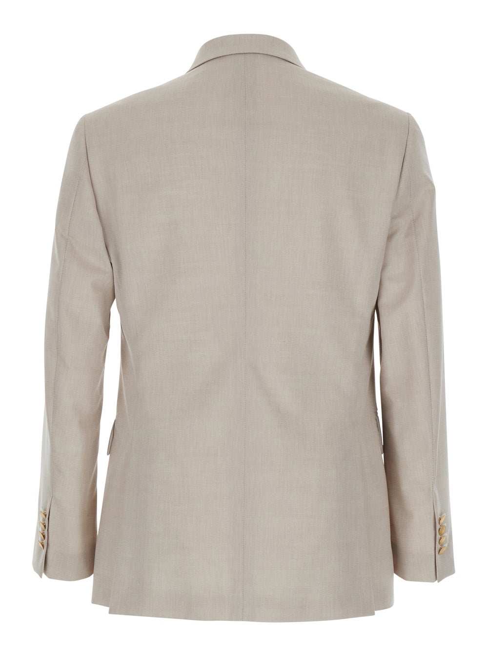 Beige Double Breasted Jacket with Peak Lapels in Virgin Wool and Cotton Blend Woman Blazers