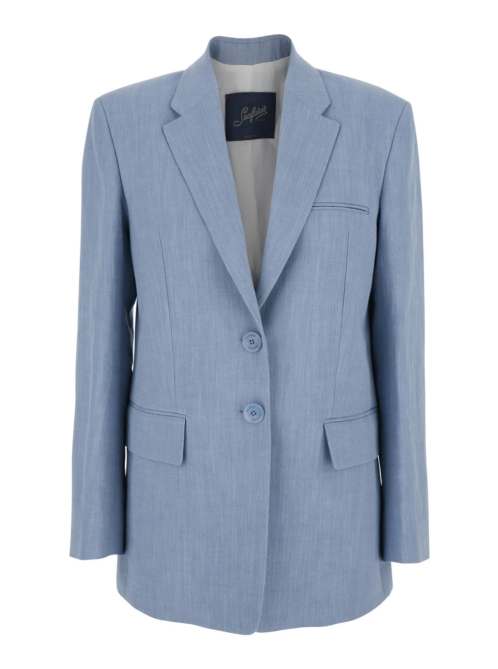 Light Blue Jacket With Classic Lapels And Chest Pocket Fabric Woman Blazers