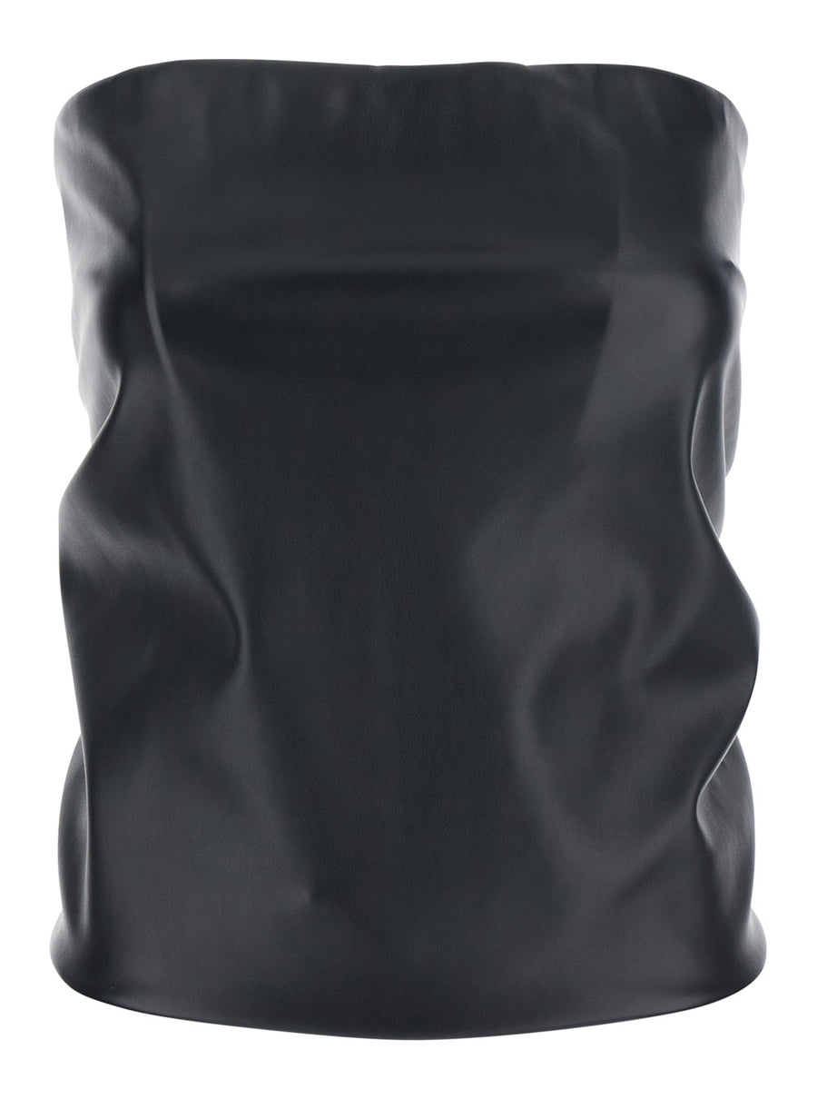Black Bandeau Top With V-Neck Polyester Tops