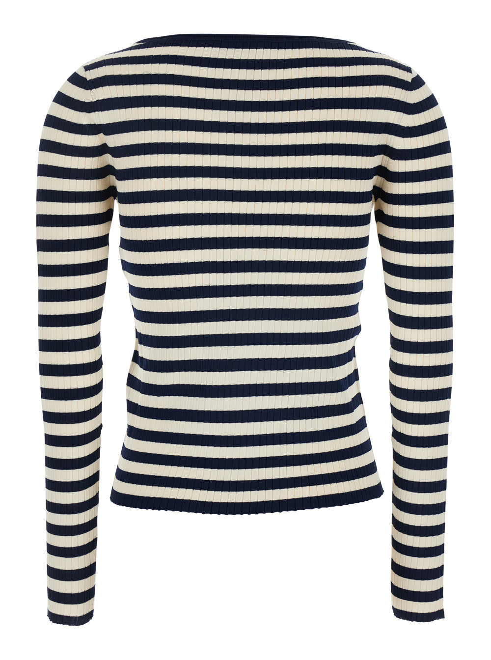 White And Black Top With Ribbed Design All-Over Striped Motif Viscose Woman White/black Polyamid Jersey