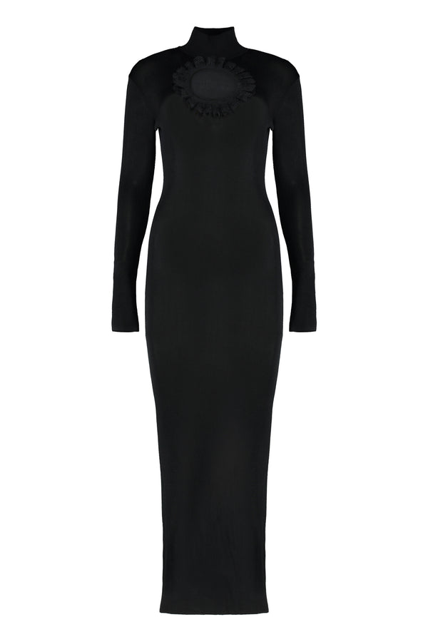 Knitted Maxi-Dress With Cut-Out Detail Black Viscose