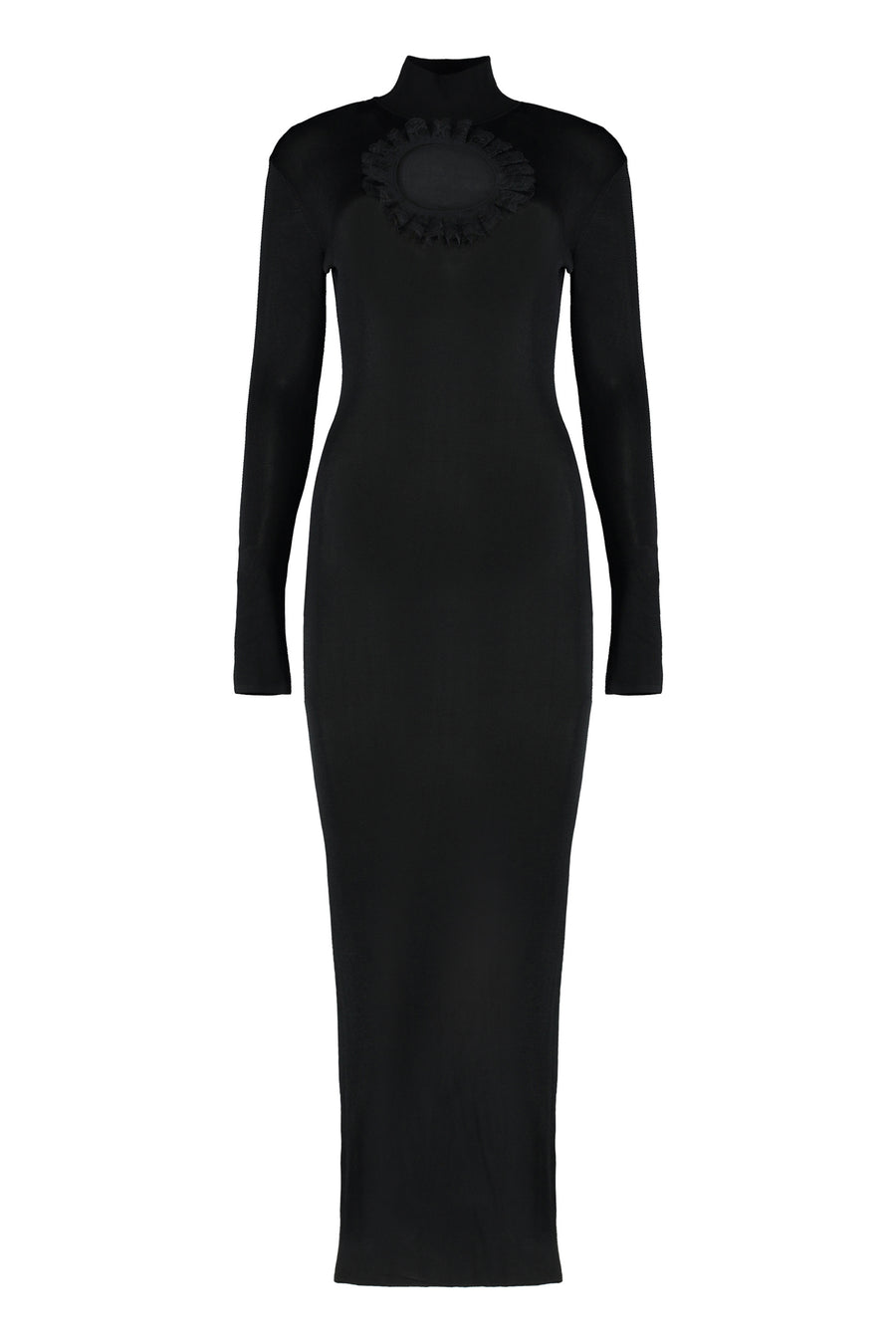 Knitted Maxi-Dress With Cut-Out Detail Black Viscose