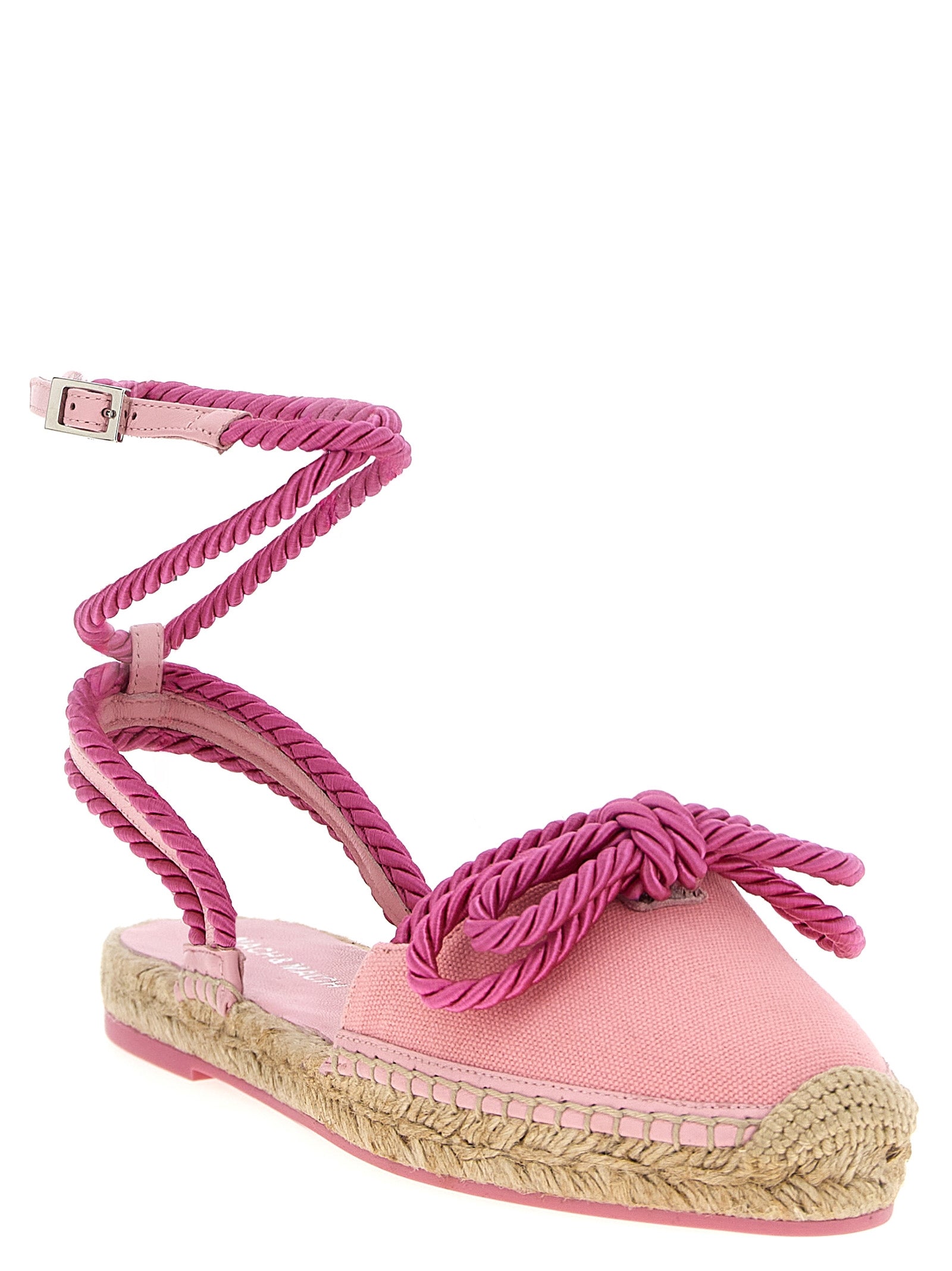 Double Bow Pink Riviera espadrilles Cotton Flat Shoes