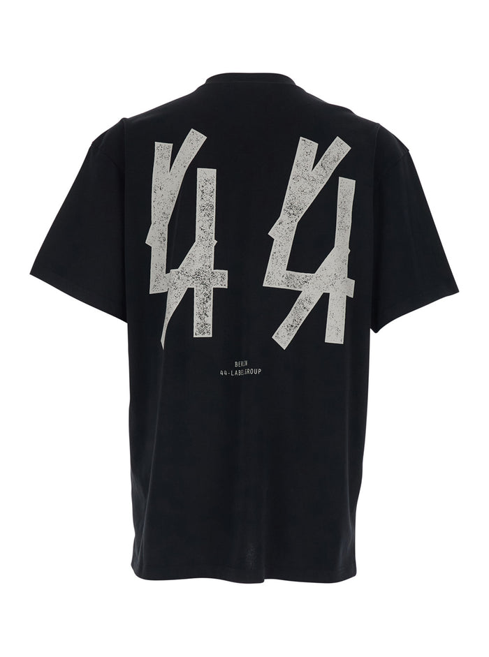 Crew Neck T-shirt with Maxi Logo on Front and Back in Black Cotton for Men Tshirts Polo Shirts