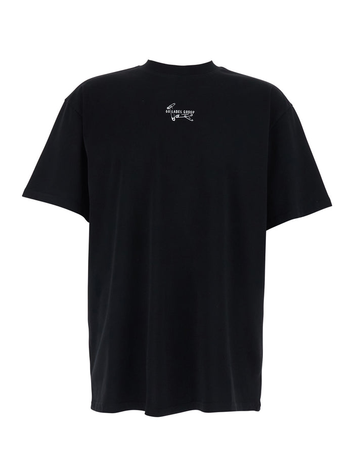 Black T-shirt with Logo on the Front and Maxi Back - Cotton Men Tshirts Polo Shirts