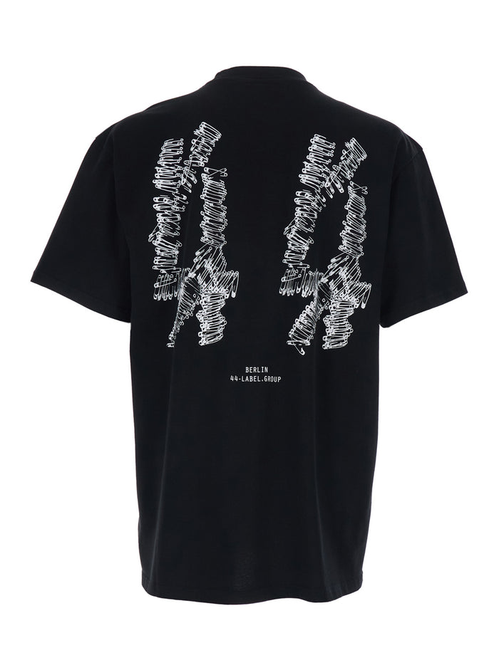 Black T-shirt with Logo on the Front and Maxi Back - Cotton Men Tshirts Polo Shirts